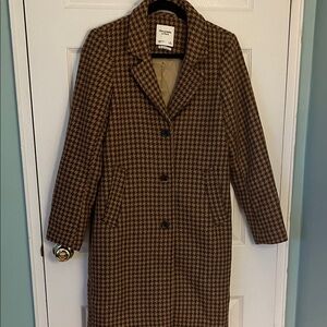 Abercrombie & Fitch Brown Houndstooth Trench Coat